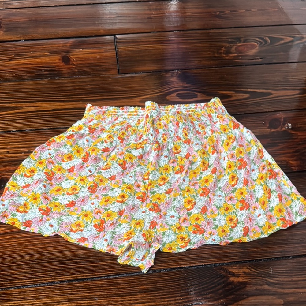 Urban Outfitters Floral High Waist Shorts - Orange and Yellow